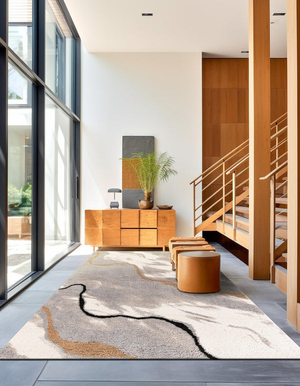 Sienna Collection Area Rug -  Tuscany Rectangle Gray and Ivory  lifestyle 4