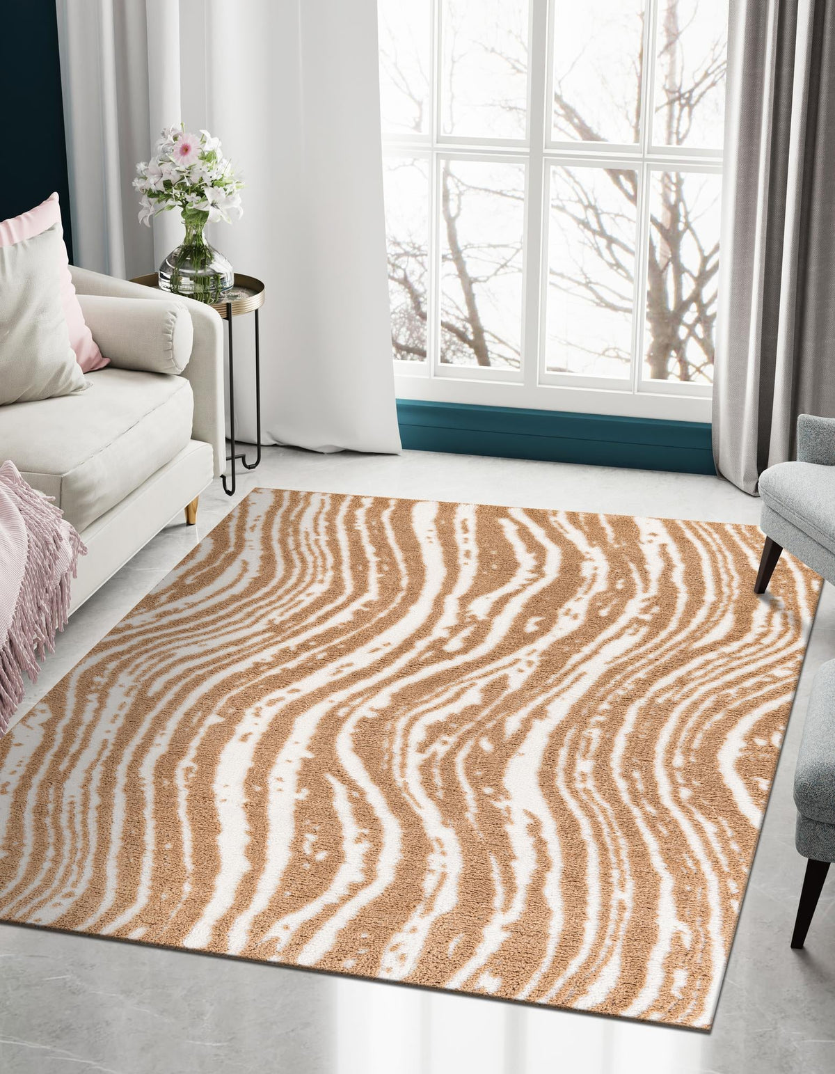 Sienna Collection Area Rug -  Garda Rectangle Caramel and Ivory  lifestyle 4
