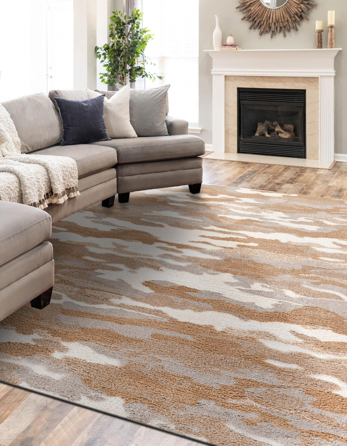 Sienna Collection Area Rug -  Veneto Rectangle Caramel and Ivory  lifestyle 7