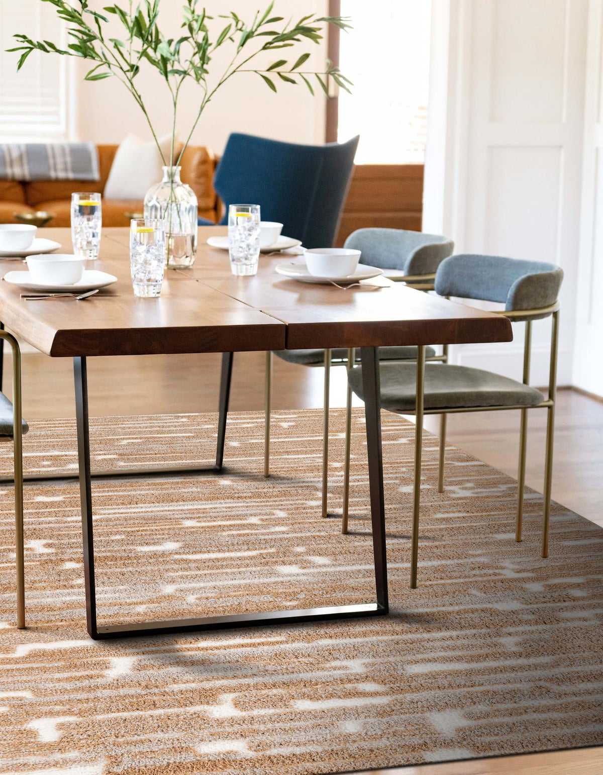 Sienna Collection Area Rug -  Rome Rectangle Caramel and Ivory  lifestyle 14