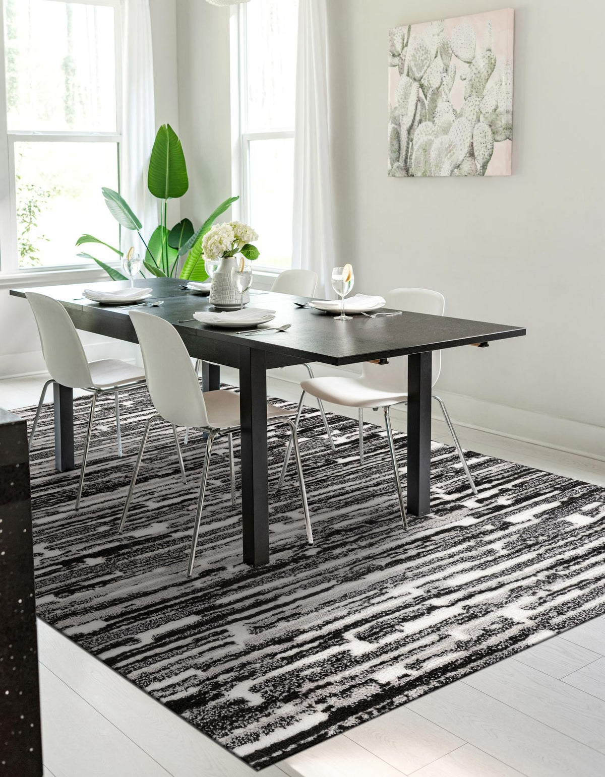 Sienna Collection Area Rug -  Rome Rectangle Black and Ivory  lifestyle 7