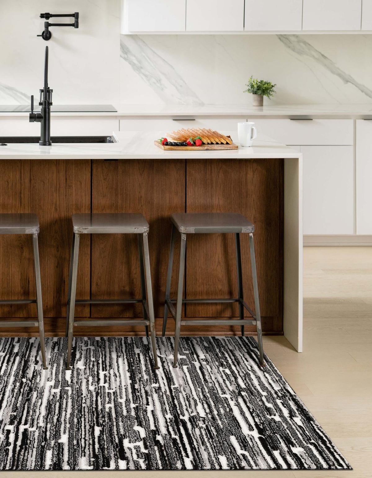 Sienna Collection Area Rug -  Rome Rectangle Black and Ivory  lifestyle 10