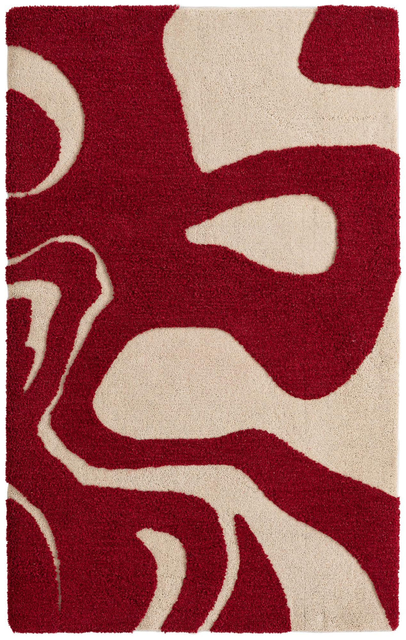 Shepherd's Glen Wool Collection Area Rug -  Meadowlark Rectangle Red and Ivory Main