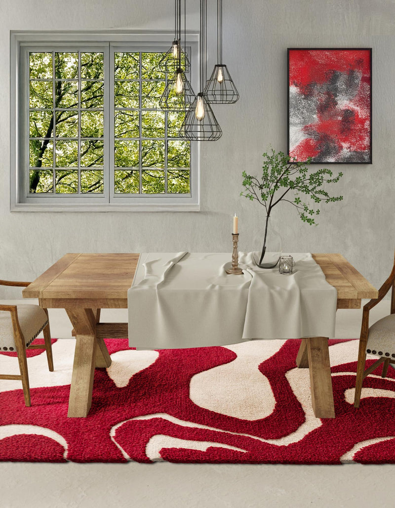 Shepherd's Glen Wool Collection Area Rug -  Meadowlark Rectangle Red and Ivory  lifestyle 3