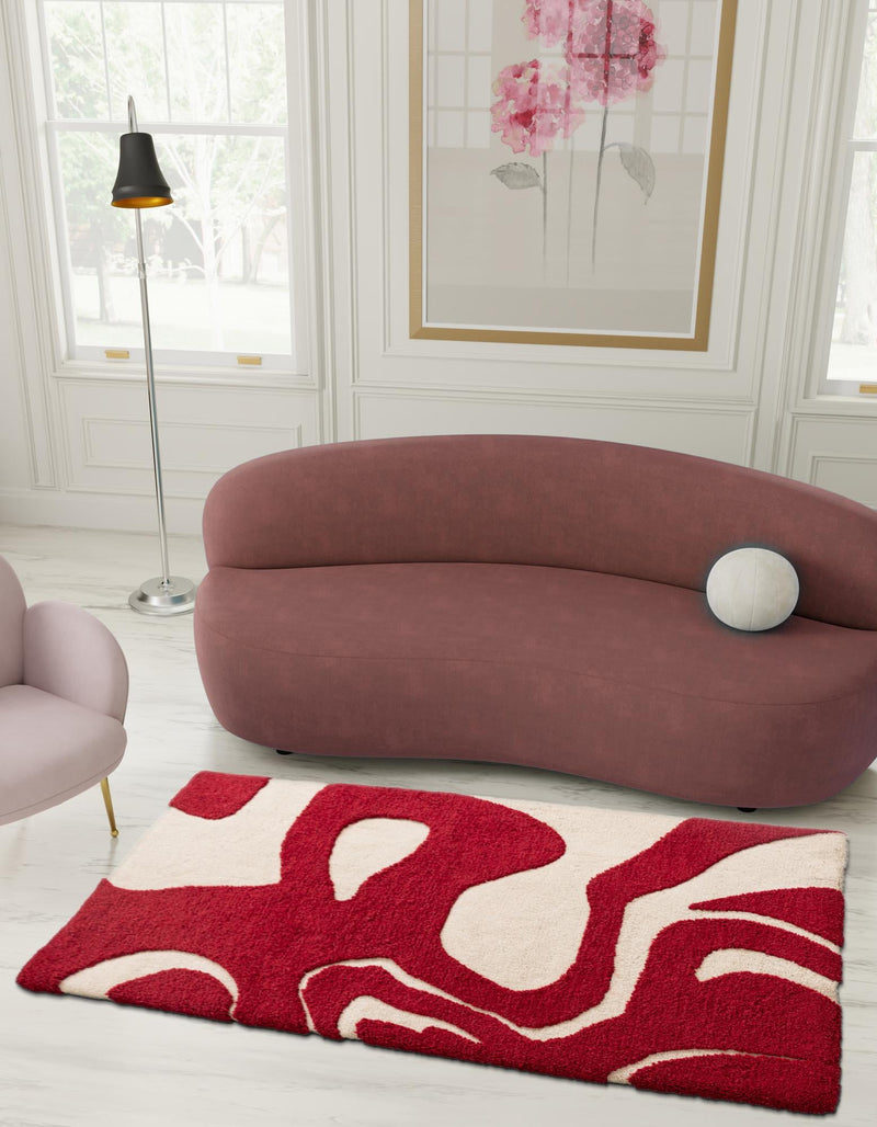 Shepherd's Glen Wool Collection Area Rug -  Meadowlark Rectangle Red and Ivory  lifestyle 5