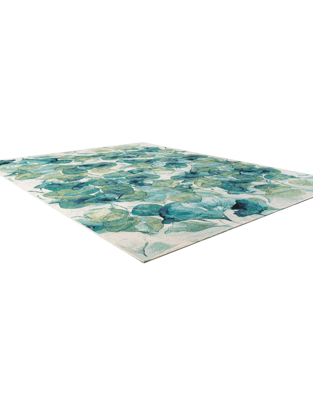 Seaside Blooms Collection Area Rug -  Flora Rectangle Blue Green  lifestyle 10