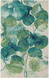 Seaside Blooms Collection Area Rug -  Flora Rectangle Blue Green  lifestyle 3