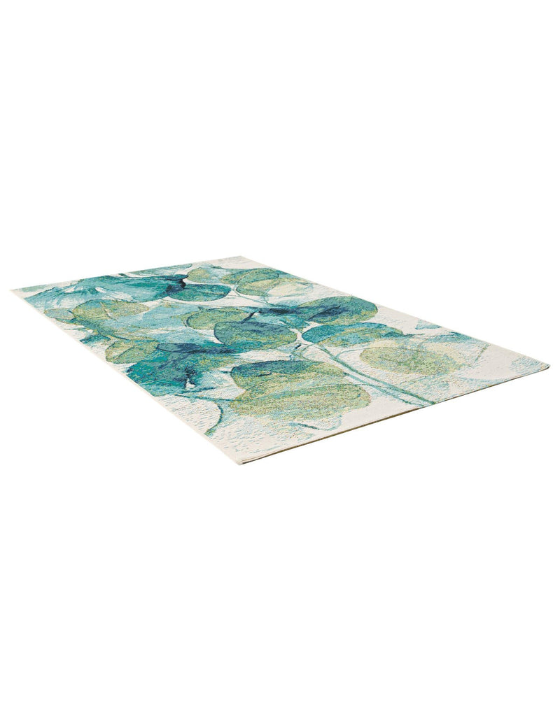 Seaside Blooms Collection Area Rug -  Flora Rectangle Blue Green  lifestyle 4