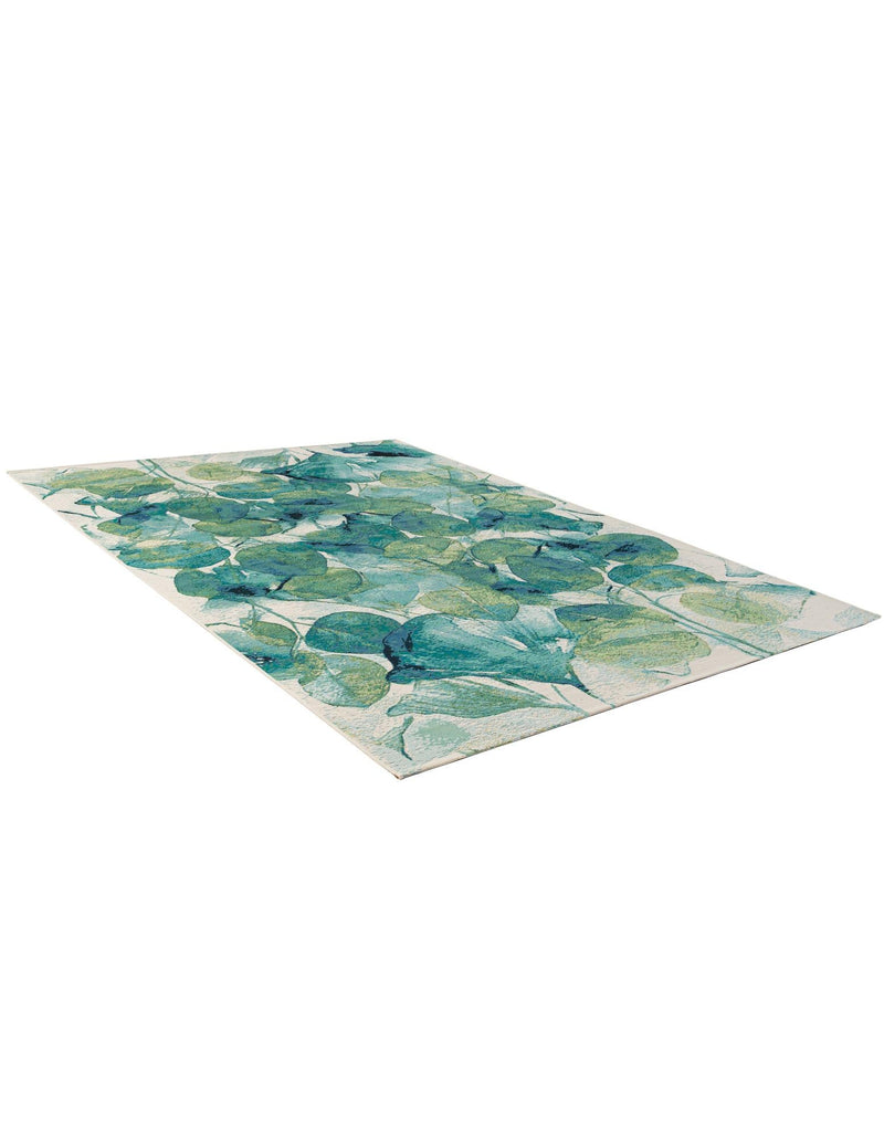 Seaside Blooms Collection Area Rug -  Flora Rectangle Blue Green  lifestyle 8