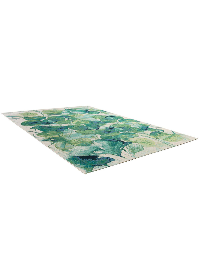 Seaside Blooms Collection Area Rug -  Flora Rectangle Blue Green  lifestyle 9