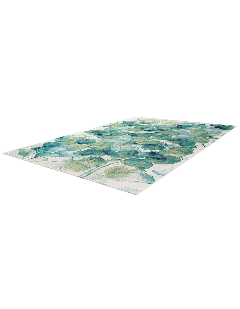 Seaside Blooms Collection Area Rug -  Flora Rectangle Blue Green  lifestyle 6