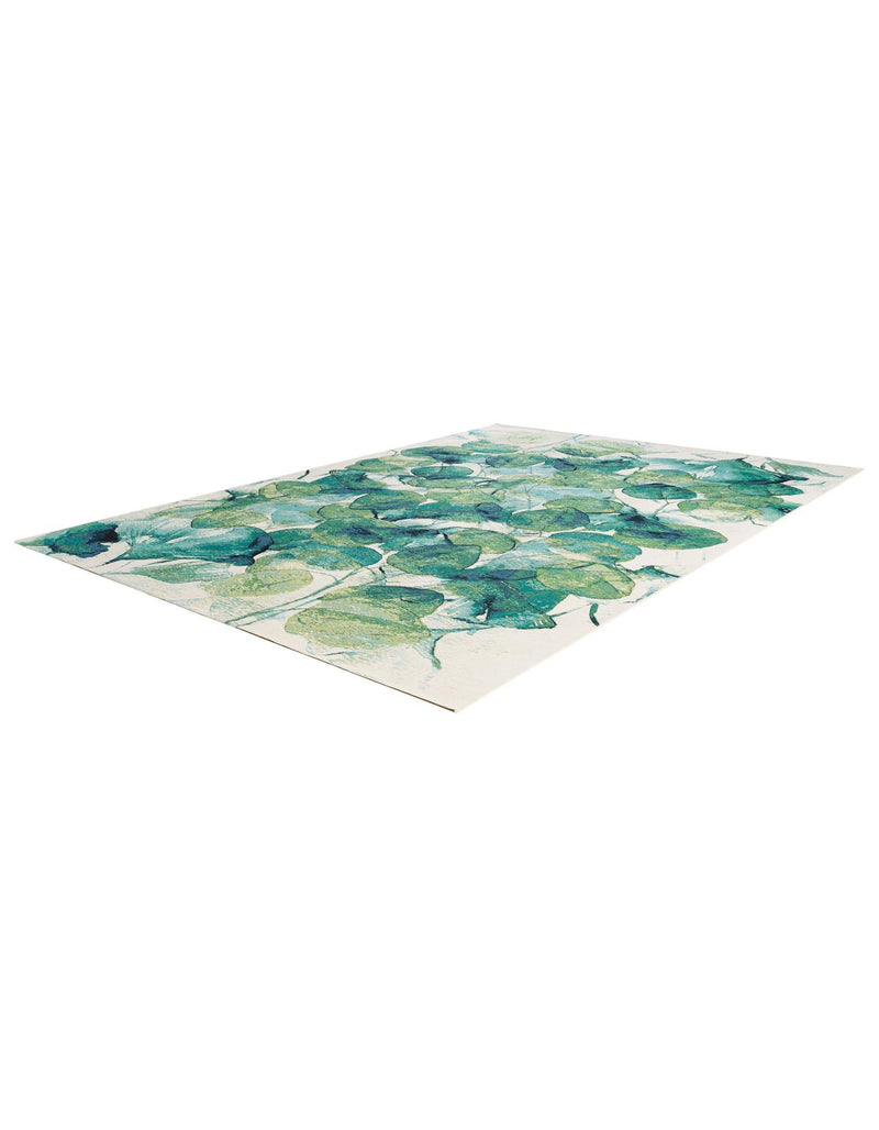 Seaside Blooms Collection Area Rug -  Flora Rectangle Blue Green  lifestyle 7
