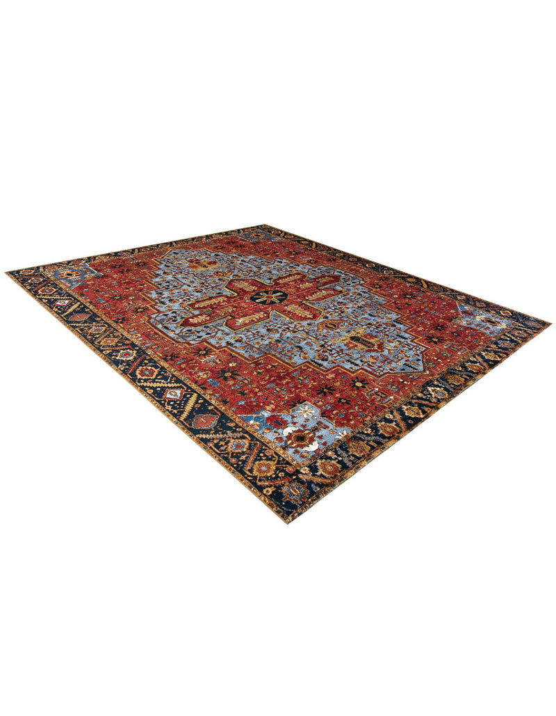 Patio Heritage Collection Area Rug -  Garden Rectangle Rust Red and Blue  lifestyle 9