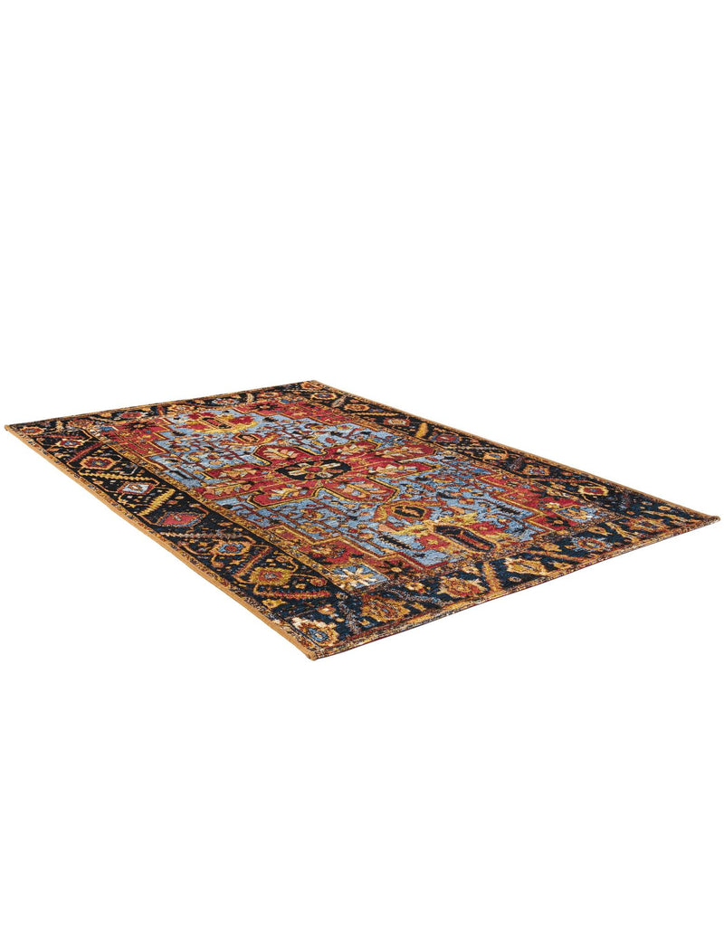 Patio Heritage Collection Area Rug -  Garden Rectangle Rust Red and Blue  lifestyle 3
