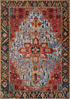 Patio Heritage Collection Area Rug -  Garden Rectangle Rust Red and Blue  lifestyle 2
