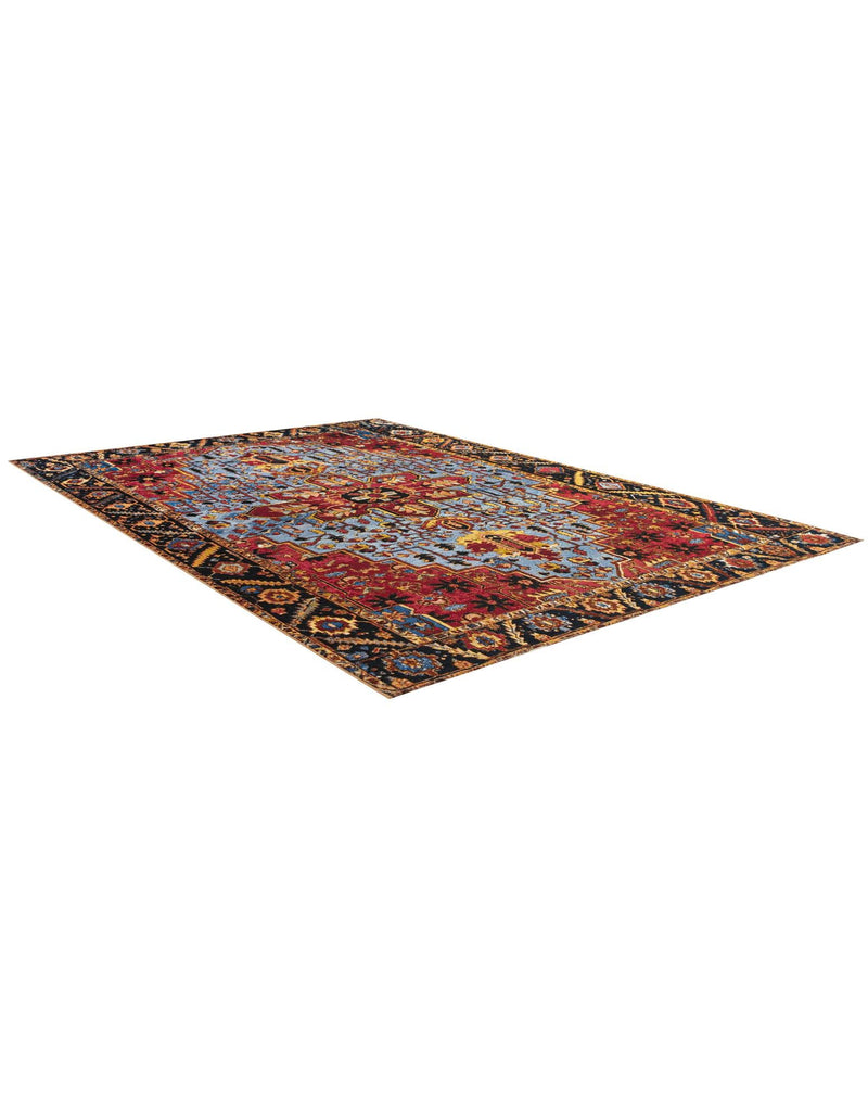 Patio Heritage Collection Area Rug -  Garden Rectangle Rust Red and Blue  lifestyle 8