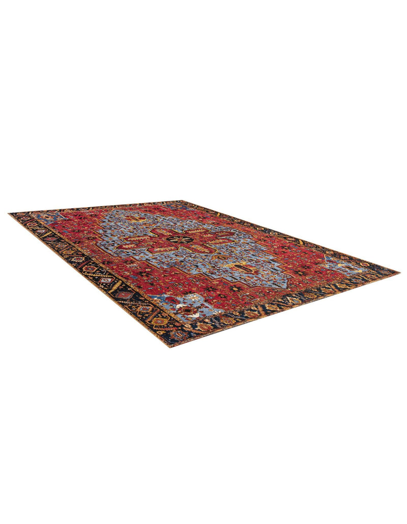 Patio Heritage Collection Area Rug -  Garden Rectangle Rust Red and Blue  lifestyle 6