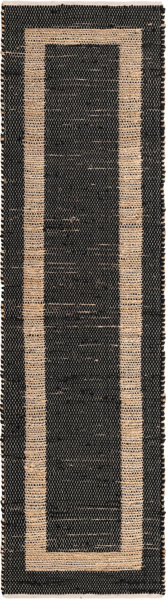 Osian Looms Collection Area Rug - Durham Runner Black and Natural  lifestyle 163