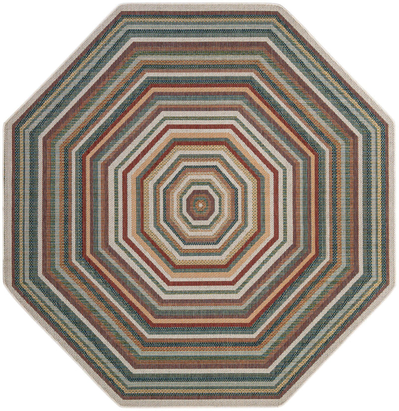 Coastal Terrace Collection Area Rug -  Seashell Octagon Multi  lifestyle 82