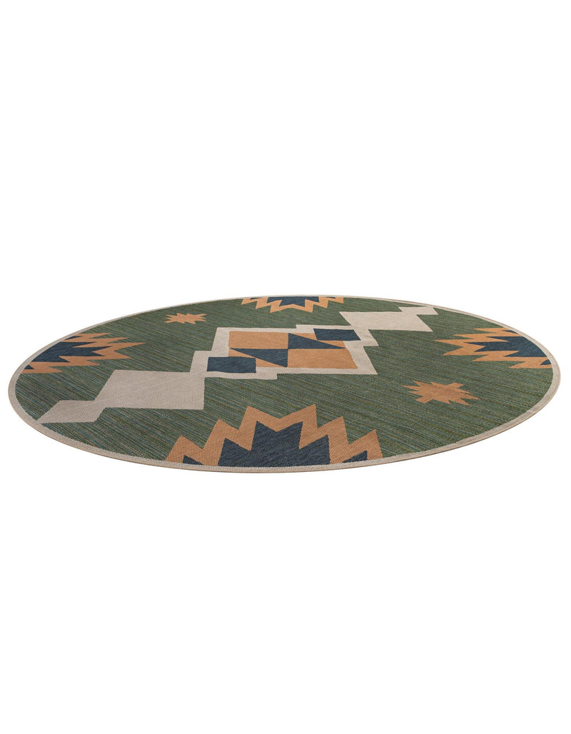 Coastal Terrace Collection Area Rug -  Oceanview Round Green  lifestyle 58