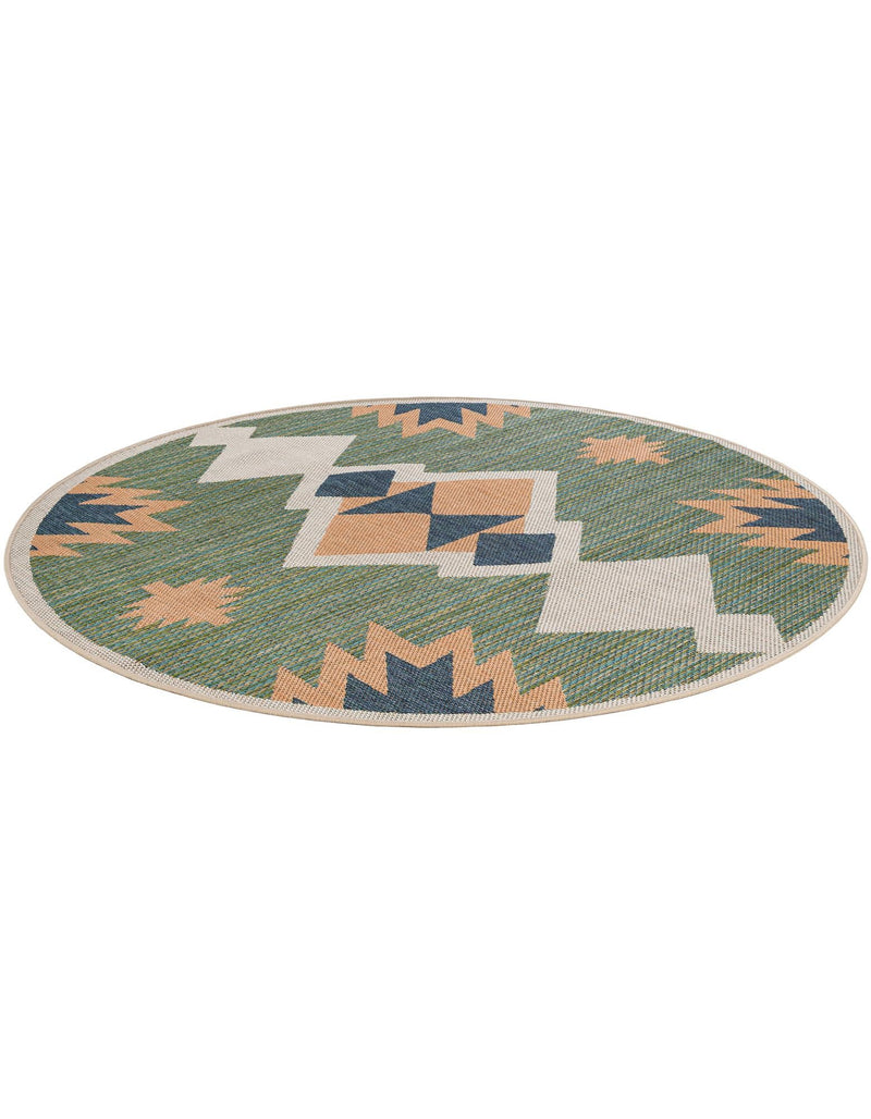 Coastal Terrace Collection Area Rug -  Oceanview Round Green  lifestyle 62
