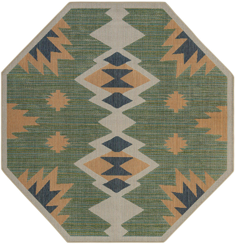 Coastal Terrace Collection Area Rug -  Oceanview Octagon Green  lifestyle 39