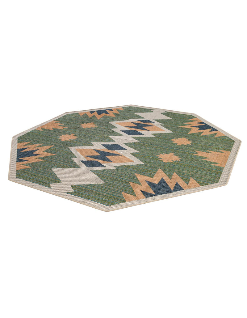 Coastal Terrace Collection Area Rug -  Oceanview Octagon Green  lifestyle 50