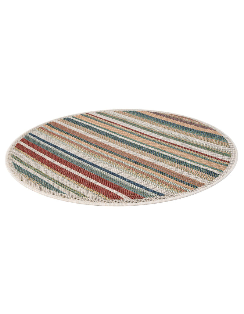 Coastal Terrace Collection Area Rug -  Nautical Round Multi  lifestyle 70