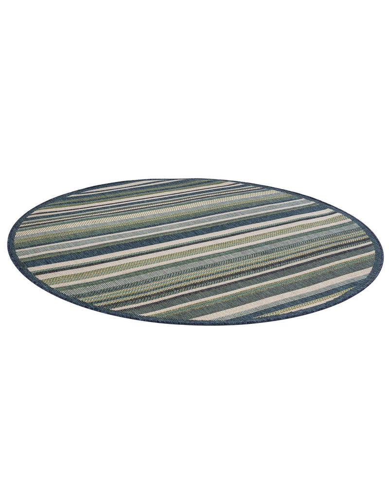 Coastal Terrace Collection Area Rug -  Nautical Round Blue  lifestyle 99