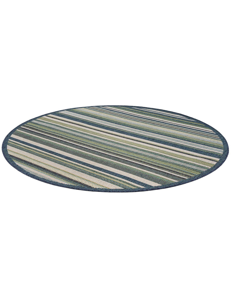 Coastal Terrace Collection Area Rug -  Nautical Round Blue  lifestyle 100