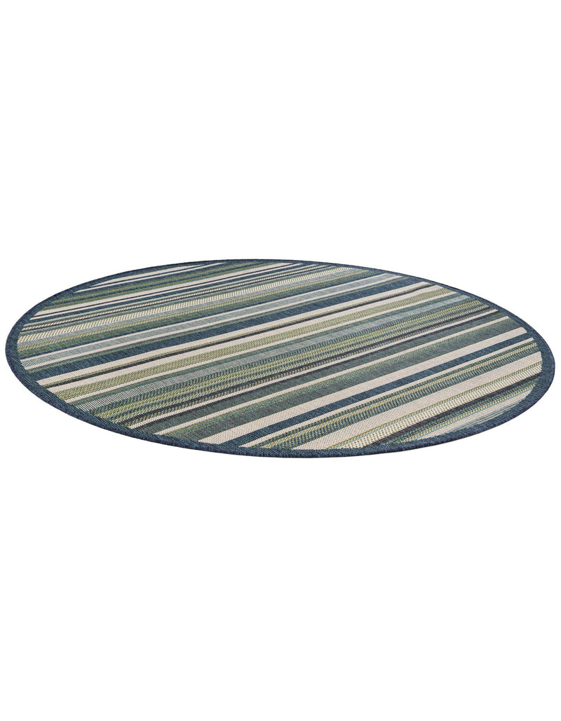 Coastal Terrace Collection Area Rug -  Nautical Round Blue  lifestyle 101