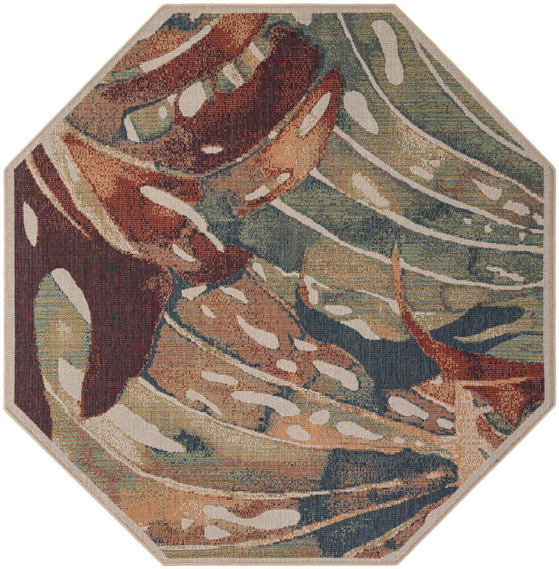 Coastal Terrace Collection Area Rug -  Wavecrest Octagon Multi  lifestyle 19