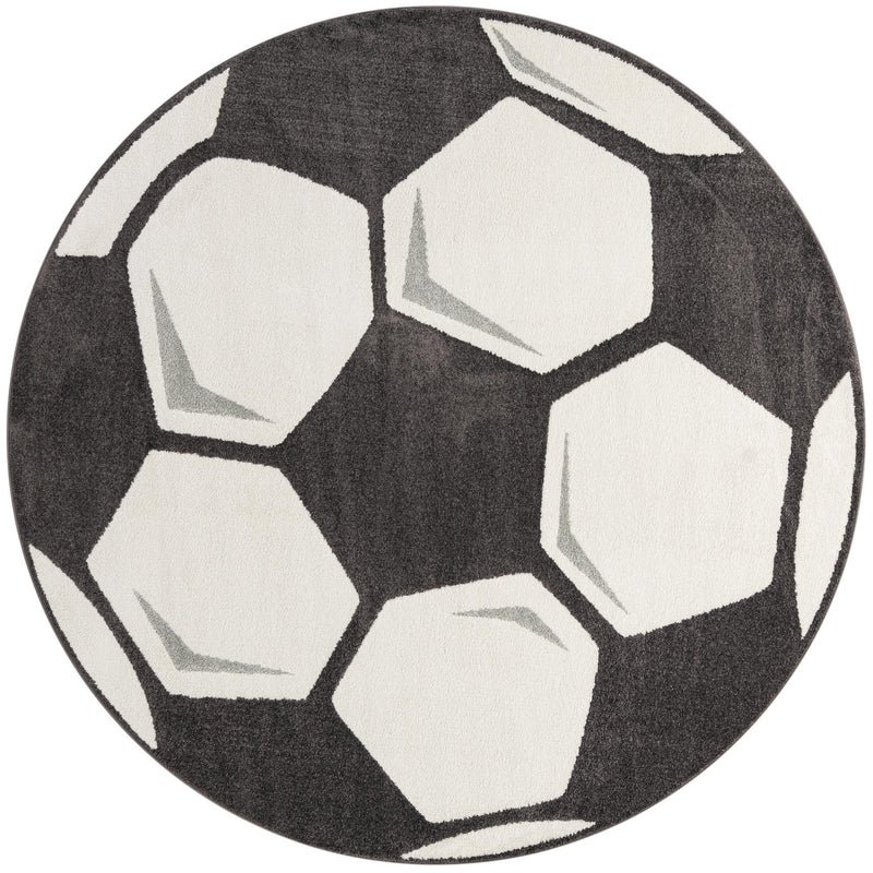 Wonder Tykes Collection Area Rug -  Mirth Round Black and White  lifestyle 2