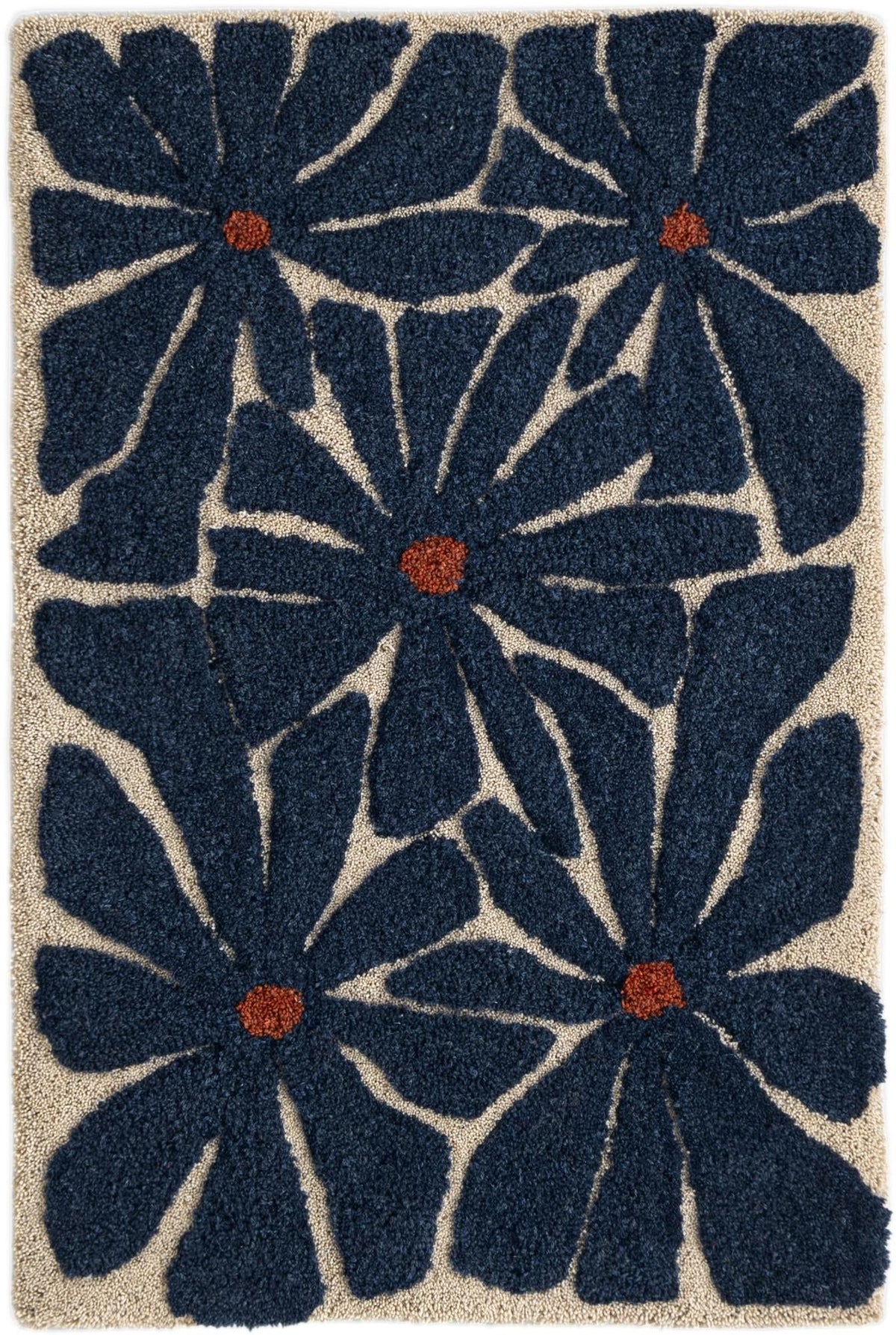Shepherd's Glen Wool Collection Area Rug -  Willowbend Rectangle Navy Blue and Ivory Main