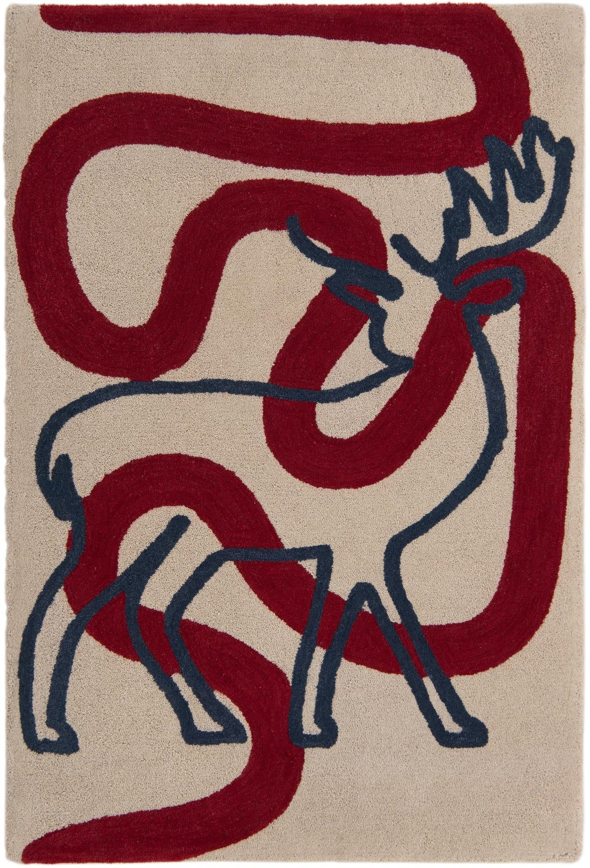 Shepherd's Glen Wool Collection Area Rug -  Aspen Rectangle Ivory and Red Main
