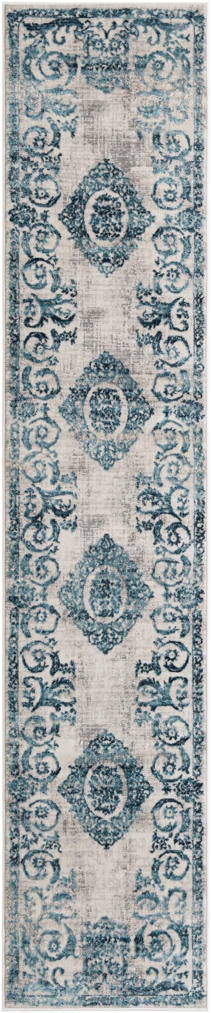 Bloomsbury Elegance Collection Area Rug - Mayfair Runner Ivory and Blue  lifestyle 105