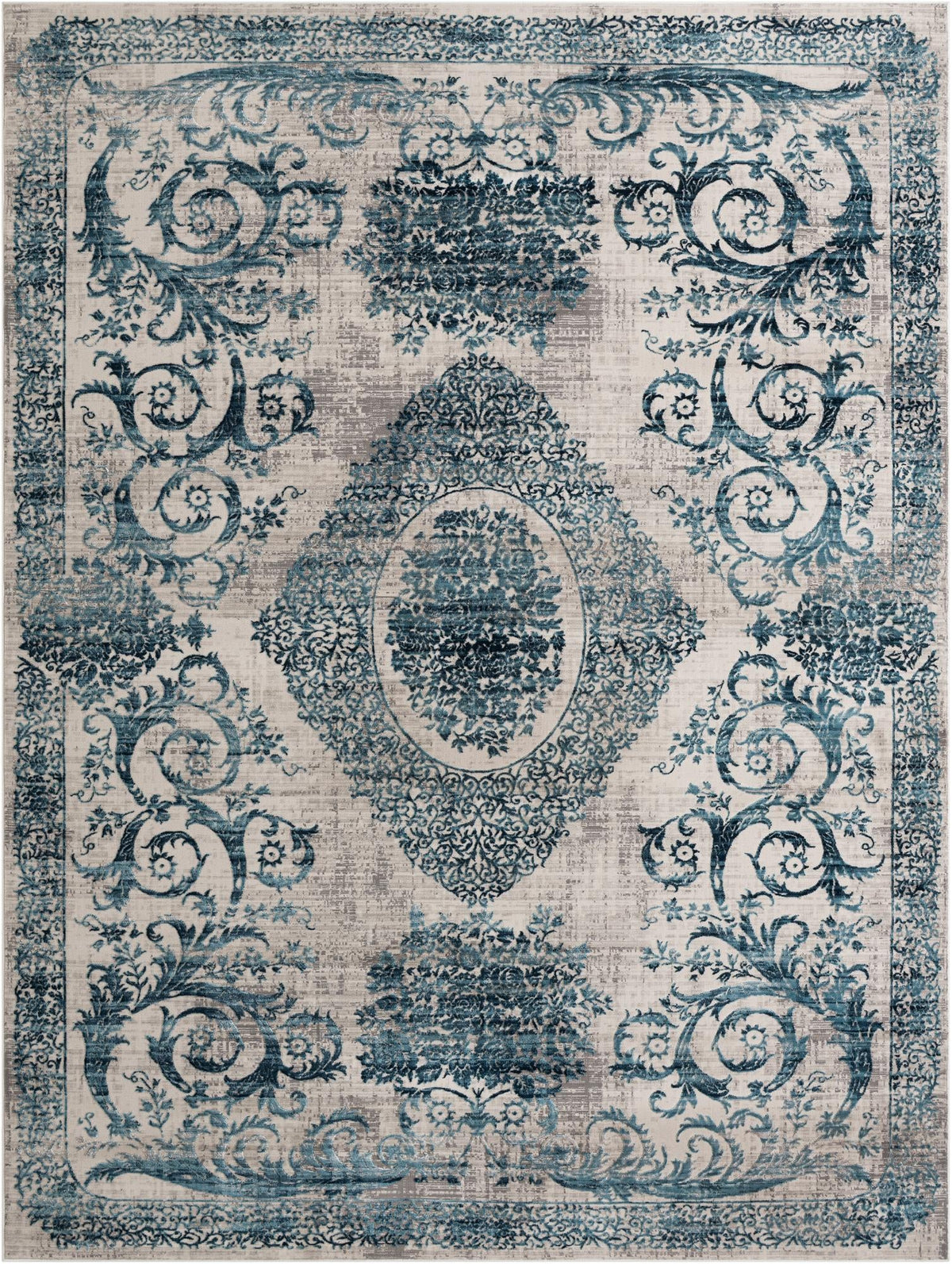 Bloomsbury Elegance Collection Area Rug - Mayfair Rectangle Ivory and Blue  lifestyle 4