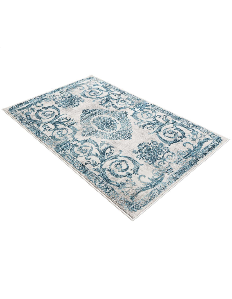 Bloomsbury Elegance Collection Area Rug - Mayfair Rectangle Ivory and Blue  lifestyle 8