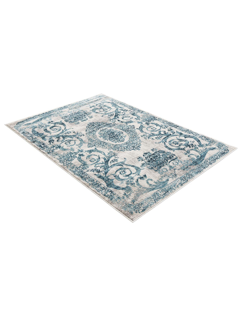 Bloomsbury Elegance Collection Area Rug - Mayfair Rectangle Ivory and Blue  lifestyle 9