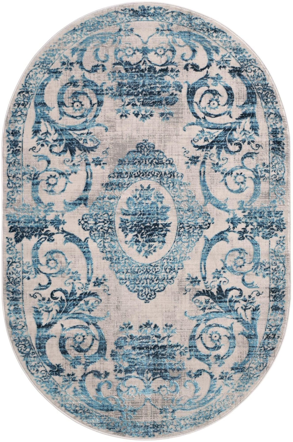Bloomsbury Elegance Collection Area Rug - Mayfair Oval Ivory and Blue  lifestyle 104