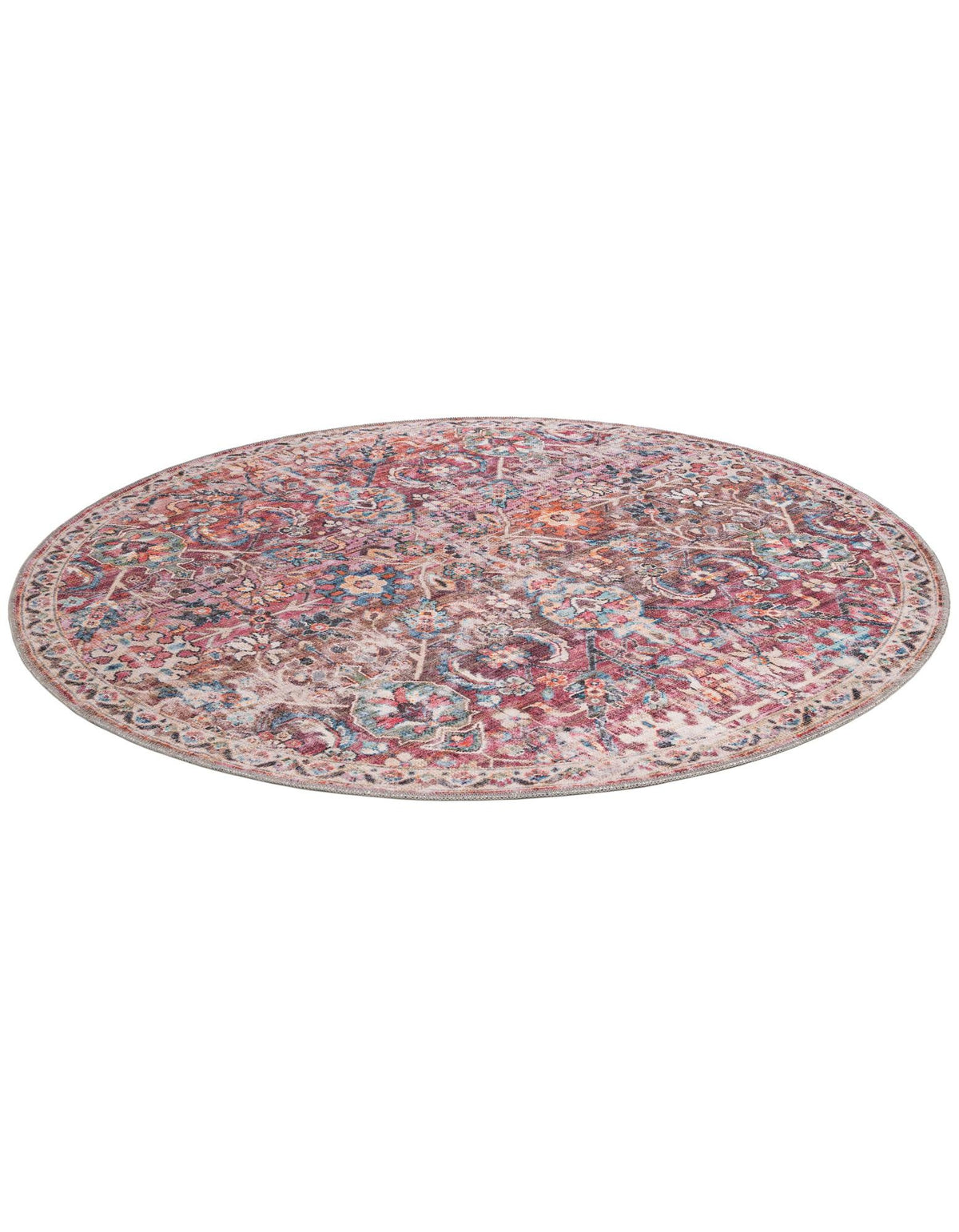 Vintage Memories Collection Area Rug -  Epoch Round Ivory and Pink  lifestyle 26