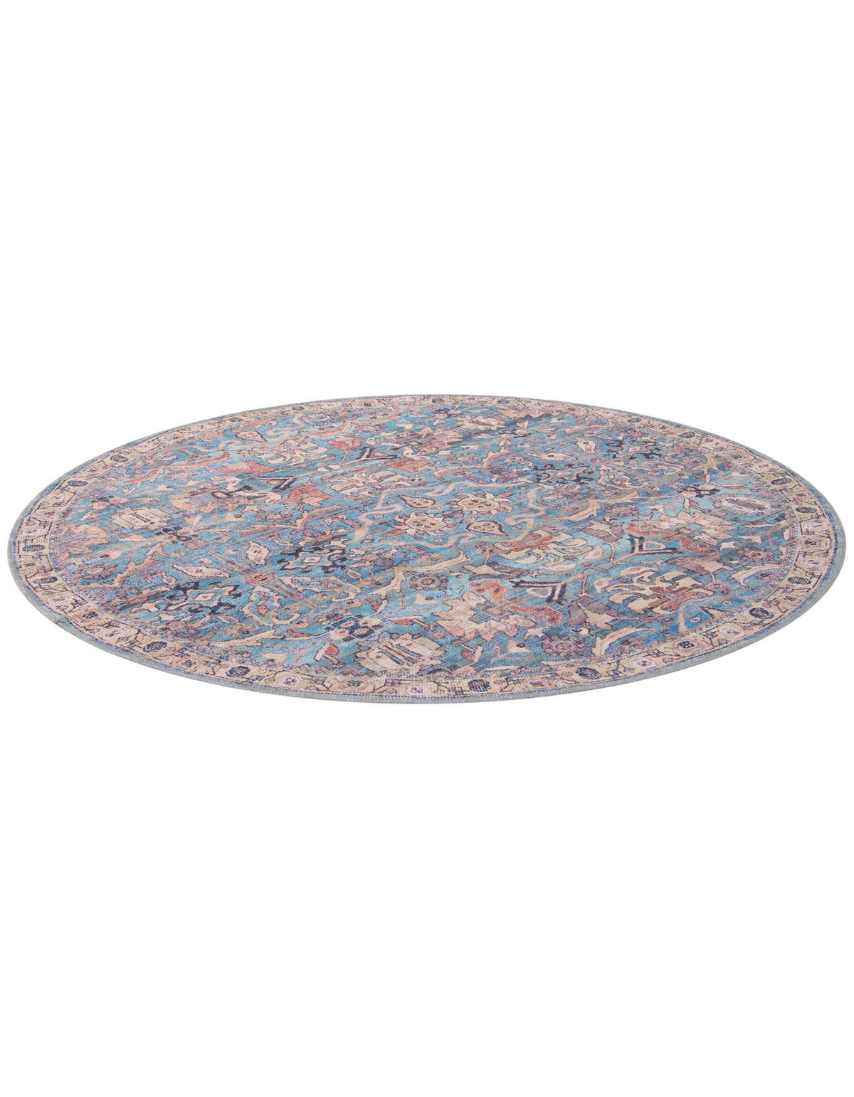 Vintage Memories Collection Area Rug -  Timeless Round Blue  lifestyle 51