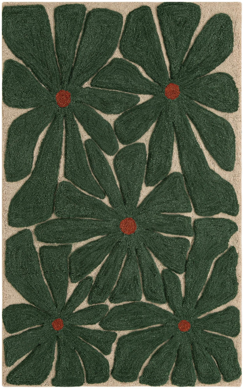 Briarwood Looms Collection Area Rug -  Navytide Rectangle Green and Ivory  lifestyle 2
