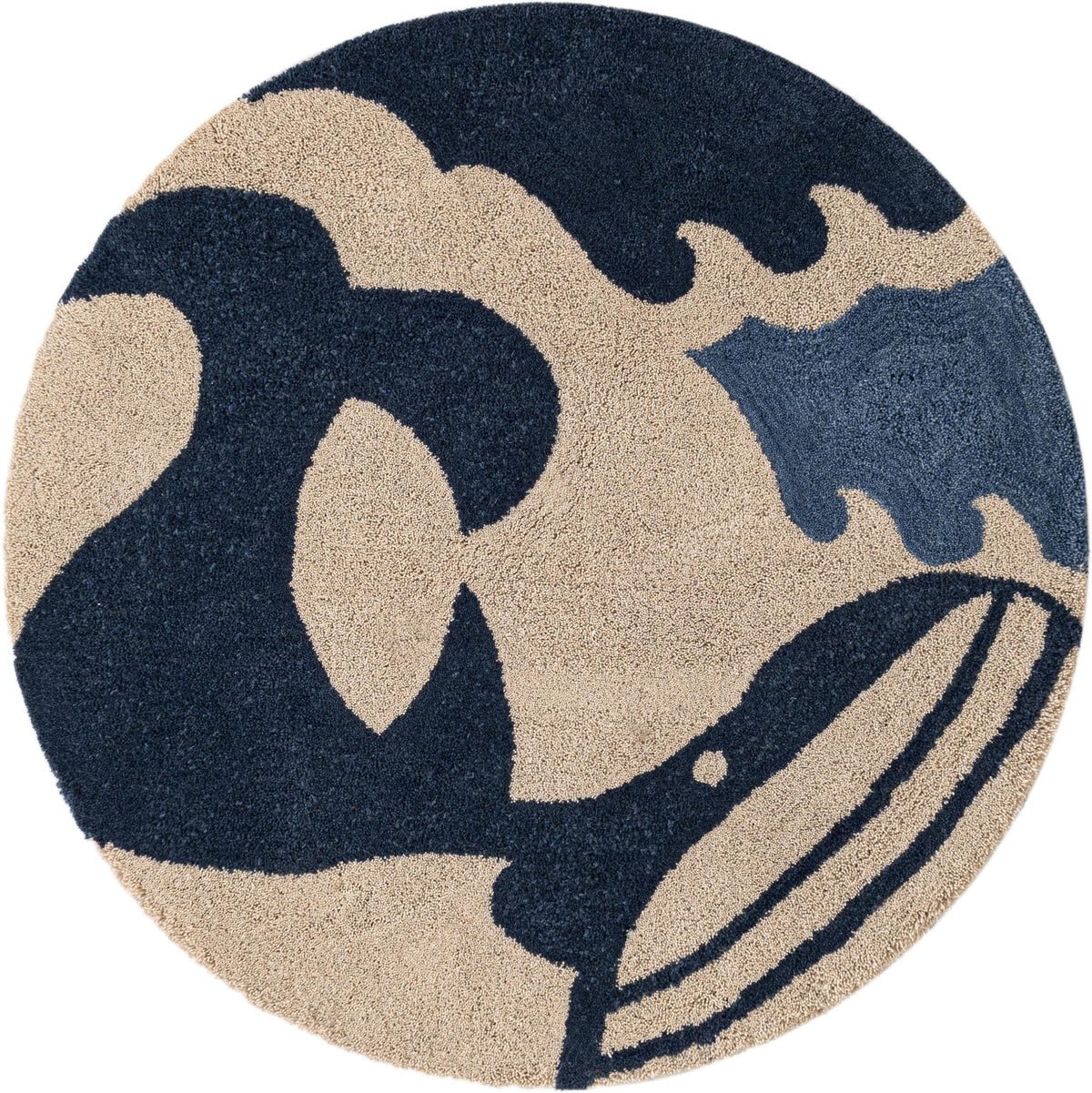 Briarwood Looms Collection Area Rug -  Glenridge Round Navy Blue and Ivory Main