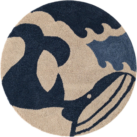 Briarwood Looms Collection Area Rug -  Glenridge Round Navy Blue and Ivory Main