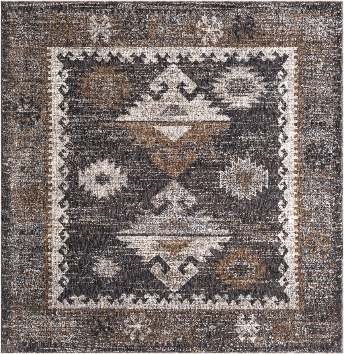 Desert Modern Eco Rug Series Collection Area Rug -  Mojave Square Charcoal Gray  lifestyle 50