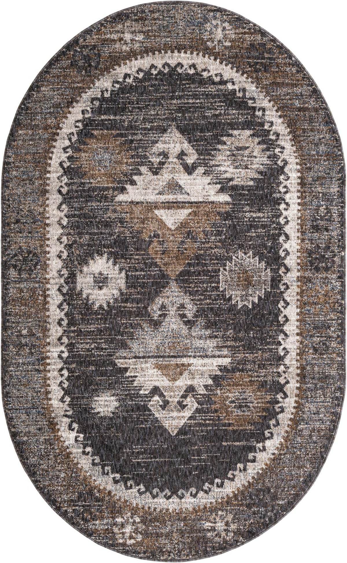 Desert Modern Eco Rug Series Collection Area Rug -  Mojave Oval Charcoal Gray  lifestyle 44