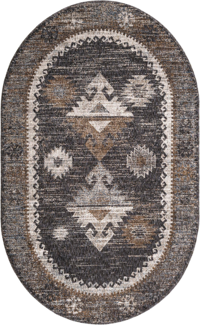 Desert Modern Eco Rug Series Collection Area Rug -  Mojave Oval Charcoal Gray  lifestyle 44
