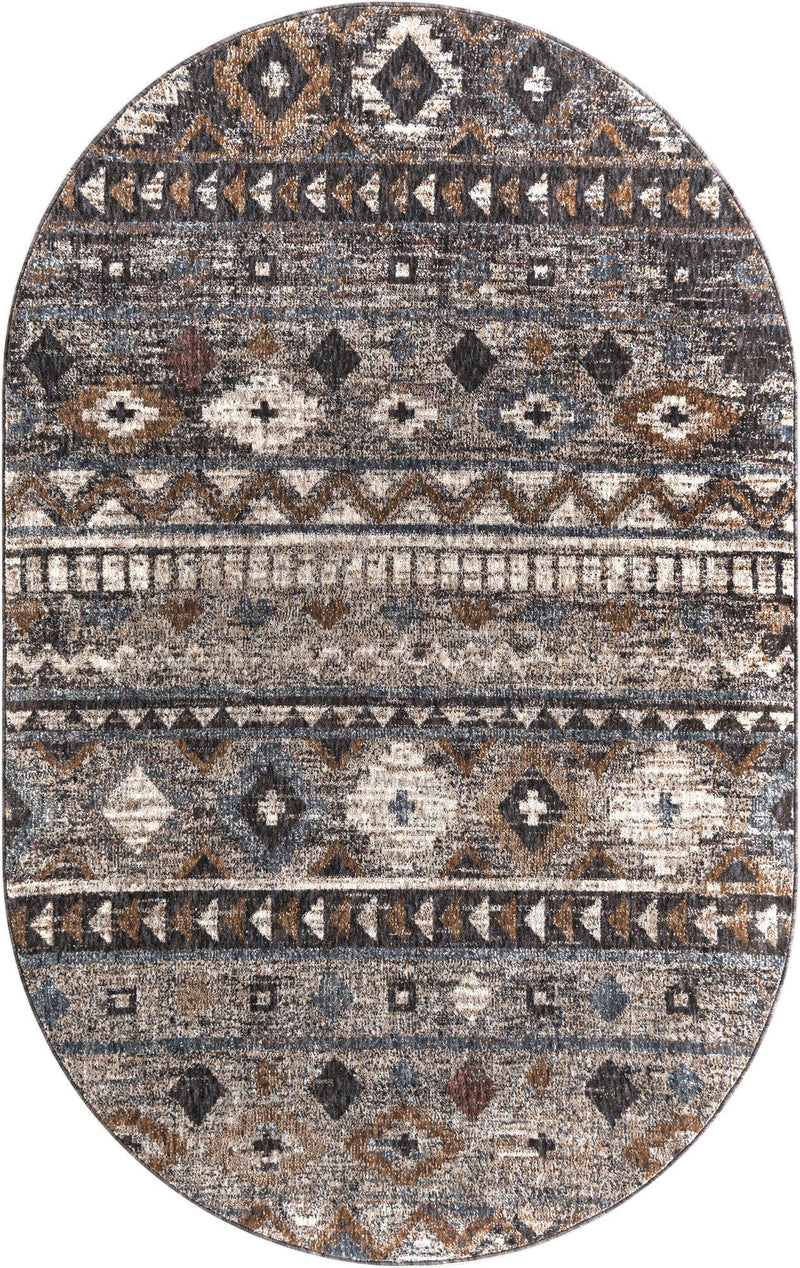 Desert Modern Eco Rug Series Collection Area Rug -  Sonora Oval Khaki Gray  lifestyle 31
