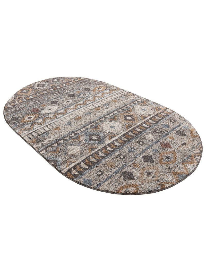 Desert Modern Eco Rug Series Collection Area Rug -  Sonora Oval Khaki Gray  lifestyle 36